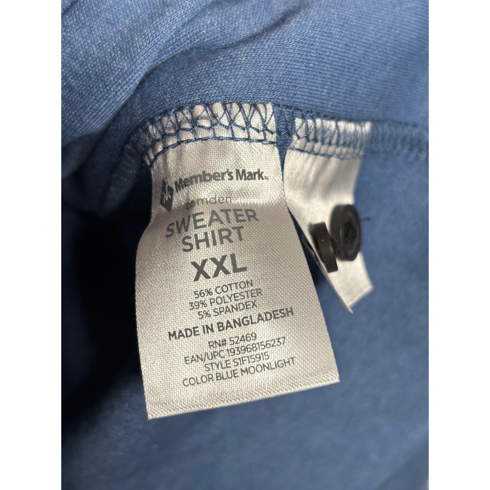 Members Mark Camden Sweater Shirt Blue Moonlight Long Sleeve Button Up XXL‎ Mens - Picture 4 of 4